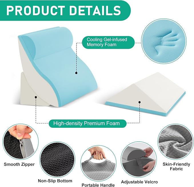 4PCS Wedge Pillow Set for After Surgery, Orthopedic Bed Wedge Pillow for Back - Image 3