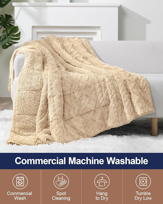 Super Fuzzy Soft Sherpa Fleece Weighted Blanket, 20 lbs Dual Sided Fluffy Heavy - Image 5