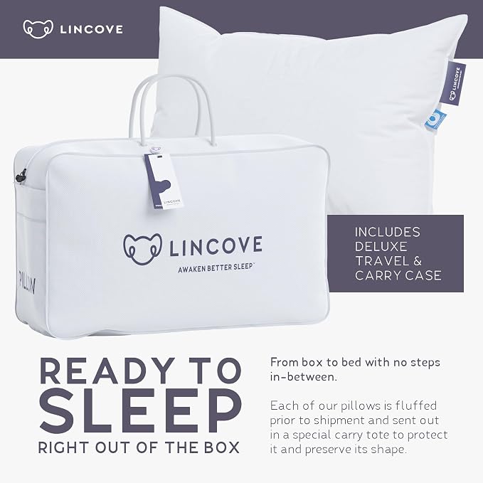 Lincove Cloud Natural Canadian Down Pillow, 500 Thread Count Cotton Shell - Image 6