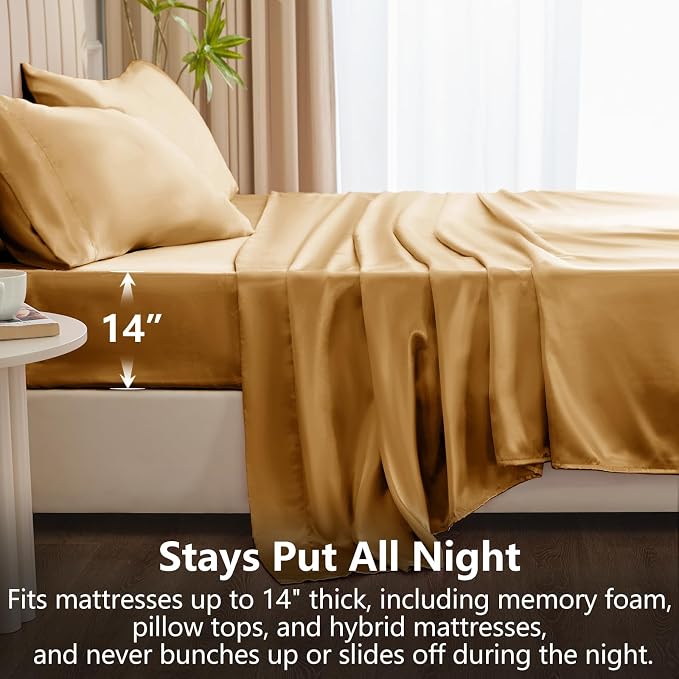CozyLux Satin Sheets Queen Size Bed Set - Image 4