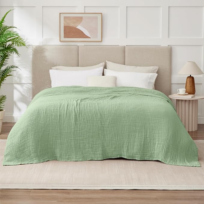 100% Cotton Muslin Blanket King 108" x 90", 6 Layers Breathable and Lightweight - Image 7