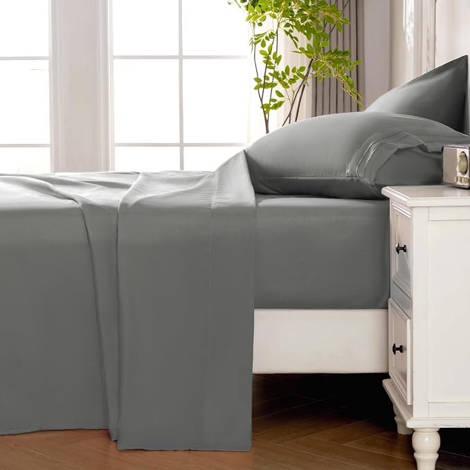 ROSE&RISY Light Grey Queen Sheet Set, 4 Pieces Soft Bedding Queen Sheet Set - Image 3