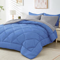 HEVUMYI Royal Blue & Light Grey Queen Comforter Set by HEVUMYI