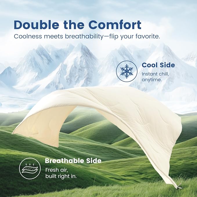 Cozy Bliss Cooling Comforter Queen Size, Reversible Lightweight Cooling Blankets - Image 9