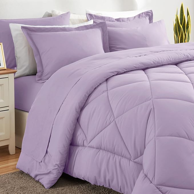 CozyLux Queen Comforter Set Light Purple - Image 8
