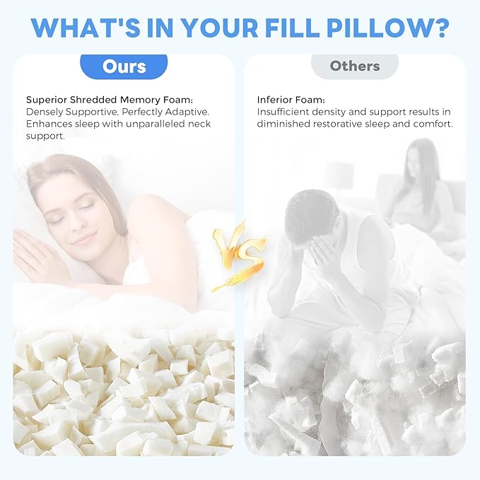 Cooling Bed Pillows for Sleeping 2 Pack Shredded Memory Foam Pillows King Size - Image 7