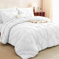 CozyLux Full Size Comforter Sets White, 7 Pieces Pintuck Bed in A Bag White by CozyLux