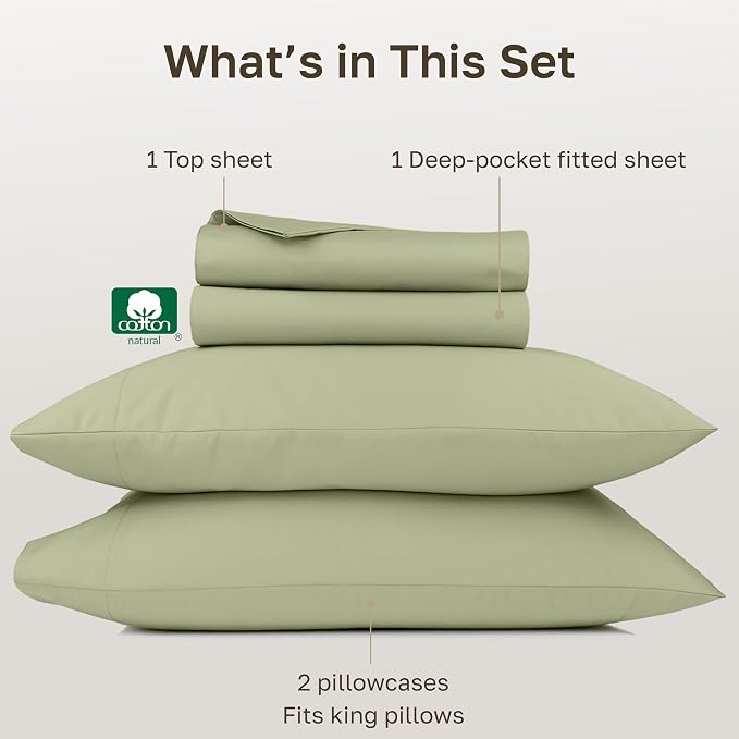 California Design Den Thick and Natural 100% Cotton Bed Sheets King Size Set - Image 4