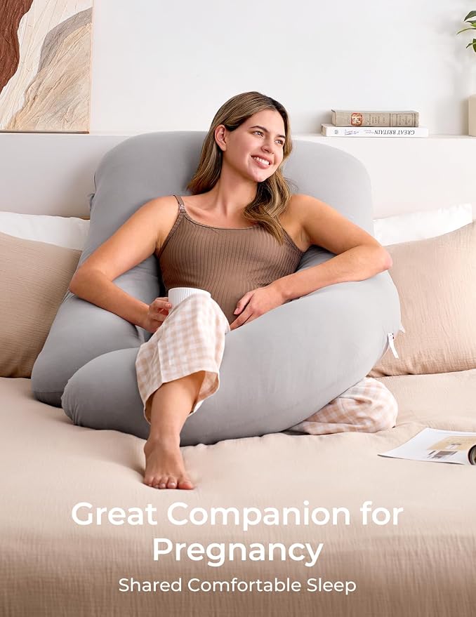 Momcozy Pregnancy Pillows for Sleeping, U Shaped Full Body Pillow for Pregnancy - Image 3