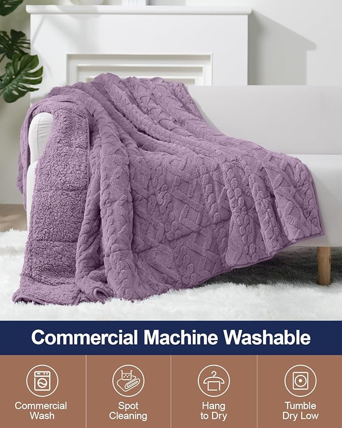 Super Fuzzy Soft Sherpa Fleece Weighted Blanket, 20 lbs Dual Sided Fluffy Heavy - Image 5