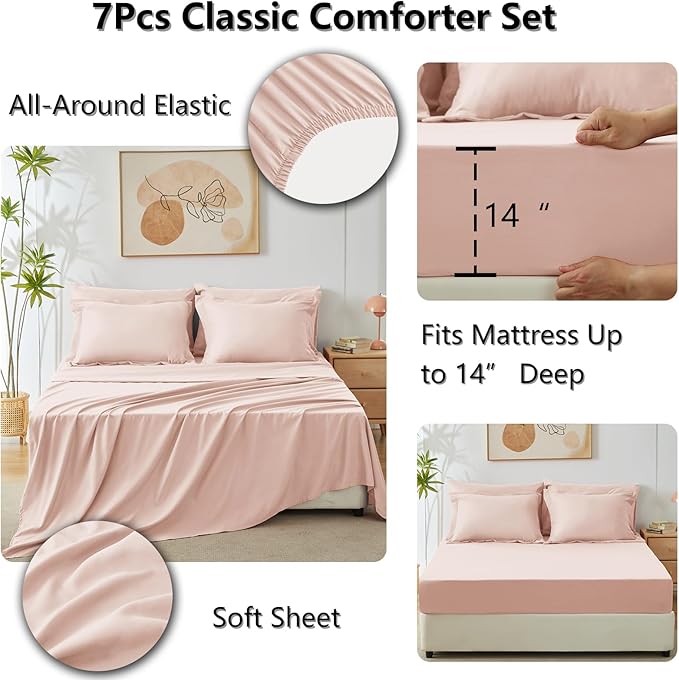 CozyLux King Size Comforter Set Blush Pink - Image 5