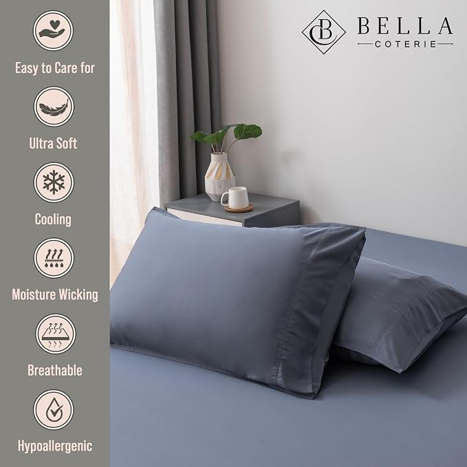 Bella Coterie | Luxury Bamboo Viscose Queen Size Pillowcase Set | 100% - Image 2