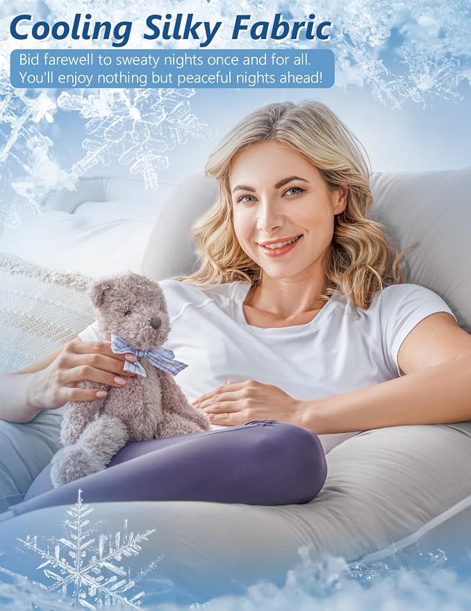 Meiz Pregnancy Pillow, Cooling Silky Pregnancy Pillows - Image 3