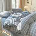 Nayoroom Plaid Duvet Cover Queen Size Blue Checkered Gingham Duvet Cover 3 Pcs by Nayoroom