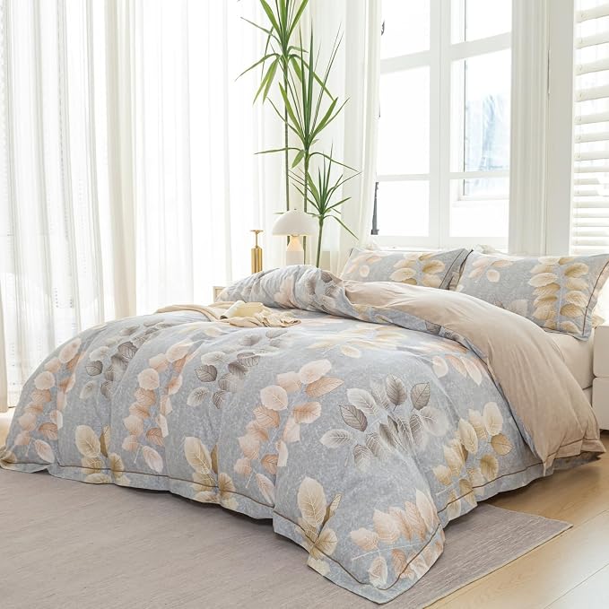 OAITE Duvet Cover Set Twin Size Floral Pattern 500 Thread Count Ultra Soft 100% - Image 2