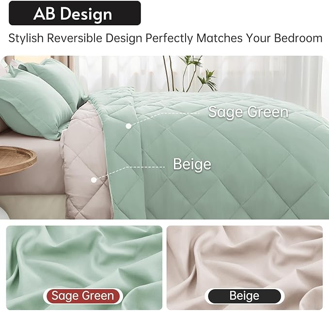MUXHOMO 7 Pieces King Comforter Set, Reversible Bed in a Bag King Size - Image 3
