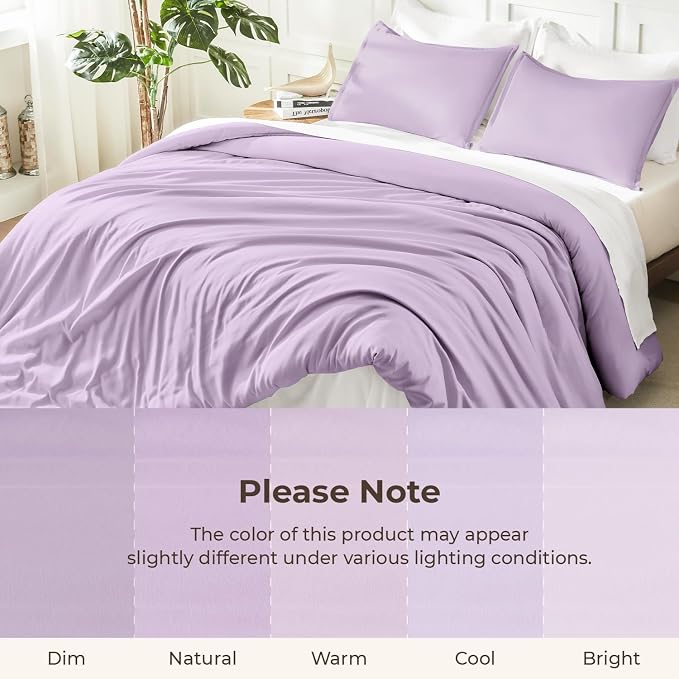 Litanika Lavender Purple Comforters Queen Size, 3 Pieces Lightweight Solid - Image 8