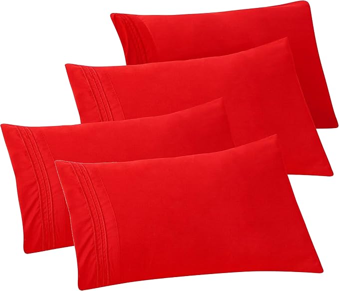 Elegant Comfort 4-PACK Solid Pillowcases 1500 Premium Hotel Quality Microfiber by ELEGANTCOMFORT