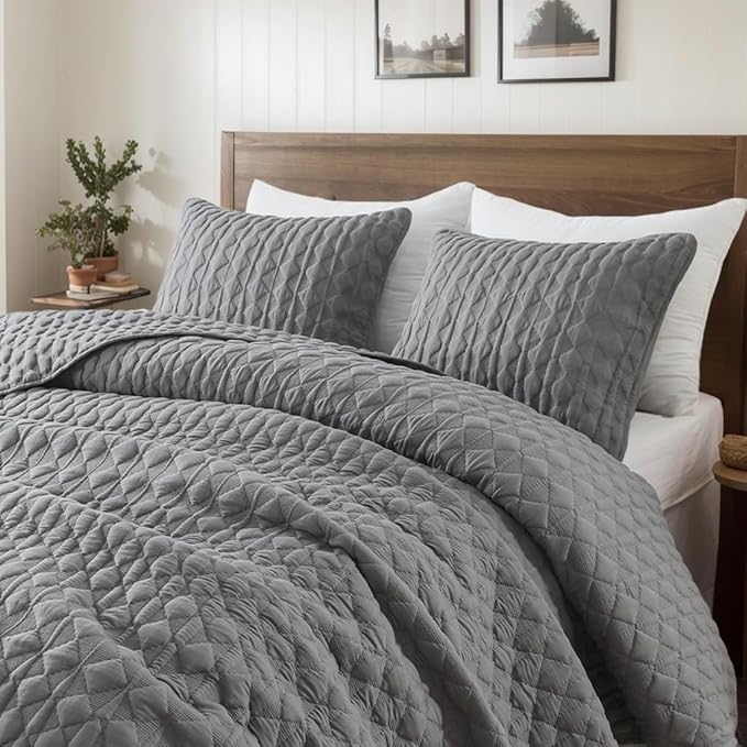 WDCOZY Dark Grey Quilt Twin Size Bedding Sets by WDCOZY