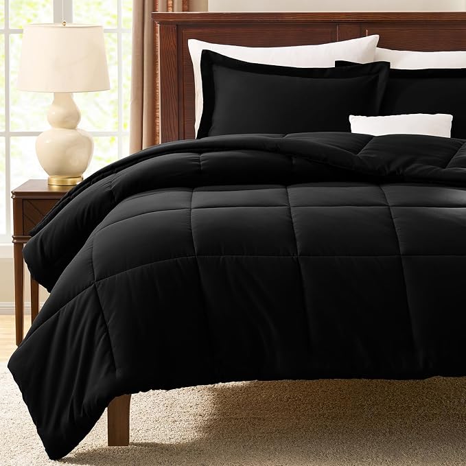 CozyLux Queen Comforter Set Black - Image 7