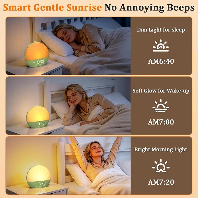 Calm & Gradual Sunrise Alarm Clock: 30‑Min Slow‑Rise Natural Wake Up Light - Image 3