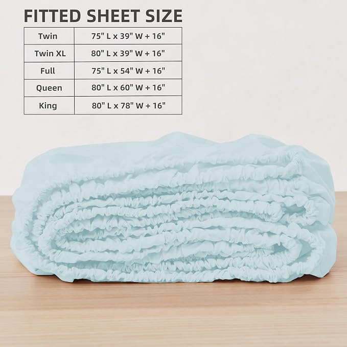 HBHLFZ Full Fitted Sheet Only, Soft Breathable Bottom Sheet - Image 2