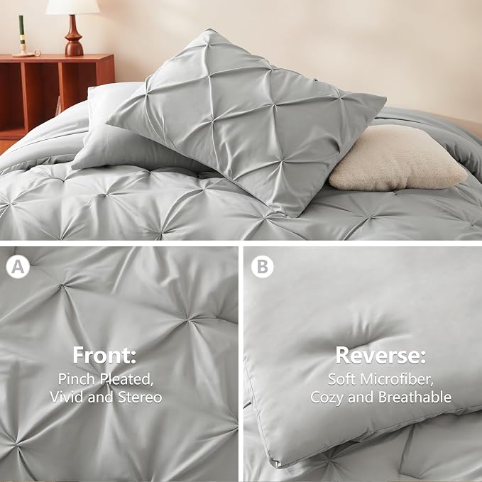 CozyLux California King Comforter Set Light Grey - Image 3