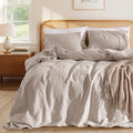 LBRO2M 100% France Linen Duvet Cover Set Queen Size 3 Pcs Natural Flax by LBRO2MBedding