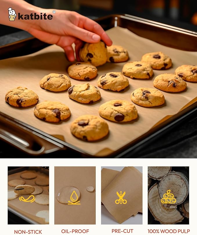 Katbite Unbleached Parchment Paper Baking Sheets, Heavy Duty & Non-stick - Image 4