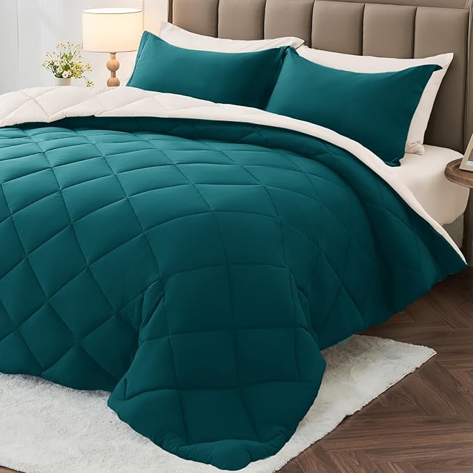 MUXHOMO 7 Pieces Queen Comforter Set, Reversible Bed in a Bag Queen Size by MUXHOMO