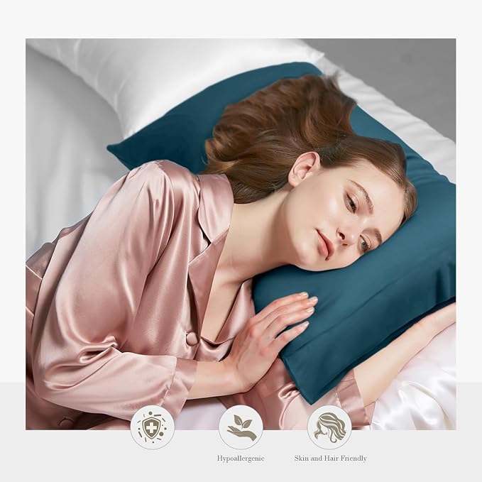 WishSmile Cooling Queen Pillow Cases Set of 2 Breathable Cool Silky Soft Rayon - Image 2