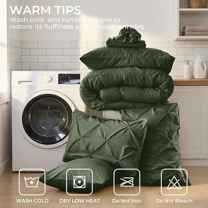 Sasttie King Size Comforter Set, 7-Piece Bed in a Bag, Pintuck Bedding Sets - Image 9