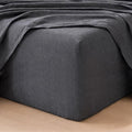 MooMee Fitted Bottom Sheet Only 100% Washed Cotton Linen Like Textured by MOOMEE