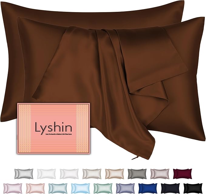 Silk Pillow Cases 2 Pack Queen Size by LYSHINSILKPILLOWCASES