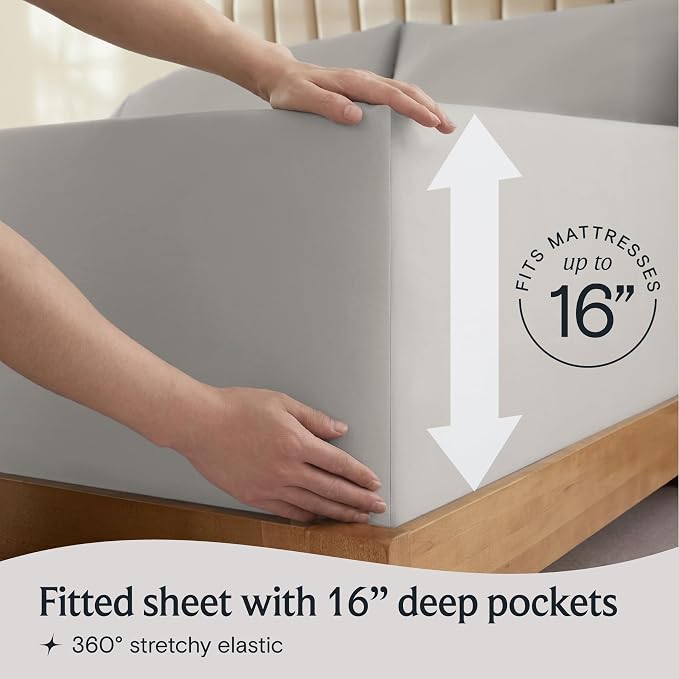 LuxClub 5 PC Split King Sheet Set, Breathable Luxury Bed Sheets, Deep Pockets - Image 6
