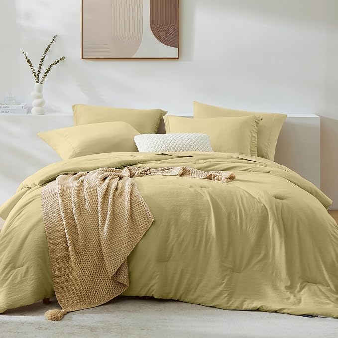 WRENSONGE King Comforter Set, 7 Pieces Hemp Soft Bed in a Bag King by WRENSONGE