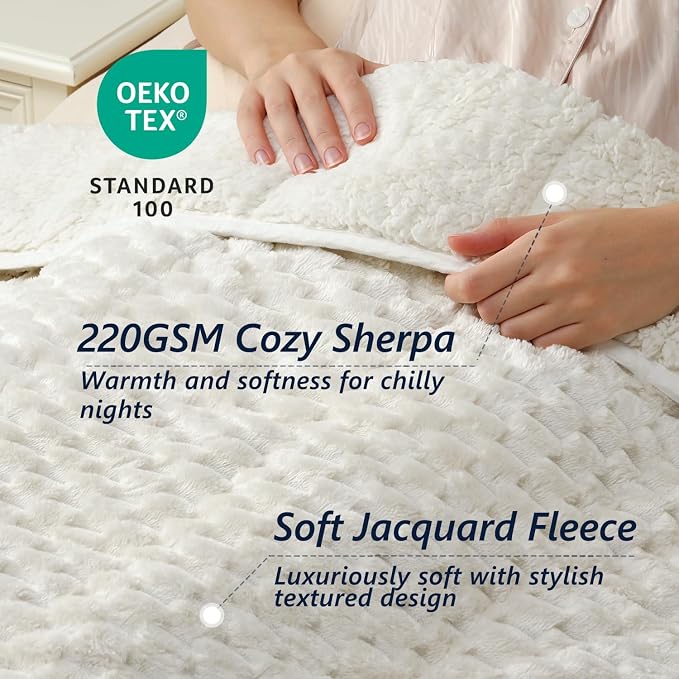 Mr. Sandman Weighted Blankets for Adults Queen Size 25lbs, Warm Sherpa Fleece - Image 2