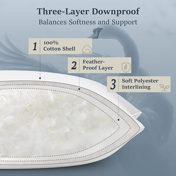 COZSINOOR Goose Feather Pillows Queen Size - Image 6