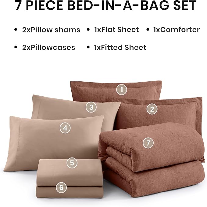 Monbix Full Size Comforter Set, Terracotta Bedding Comforter - Image 7