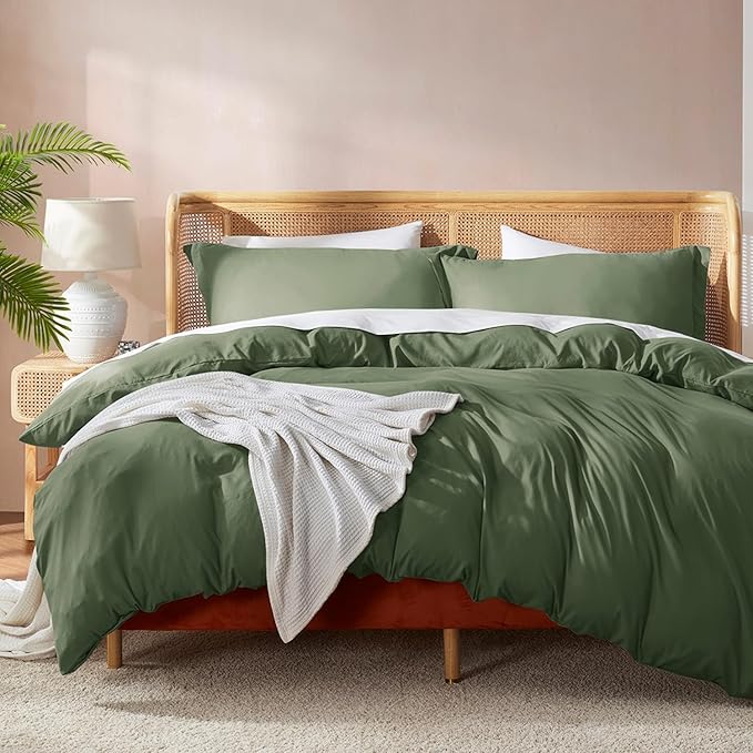 Nestl Olive Green Duvet Cover Queen Size by Nestl
