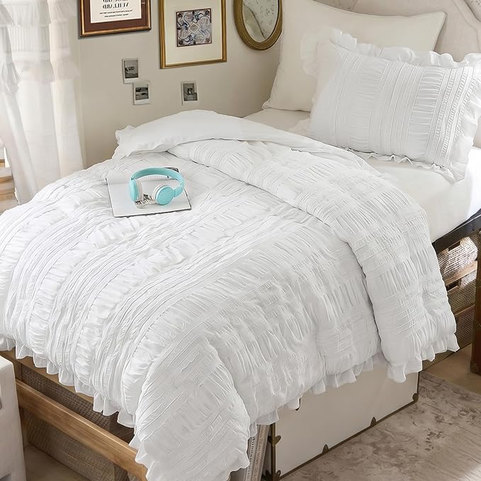 WONGS BEDDING Comforter Full Size, Soft Seersucker Textured Bedding Set Full - Image 3
