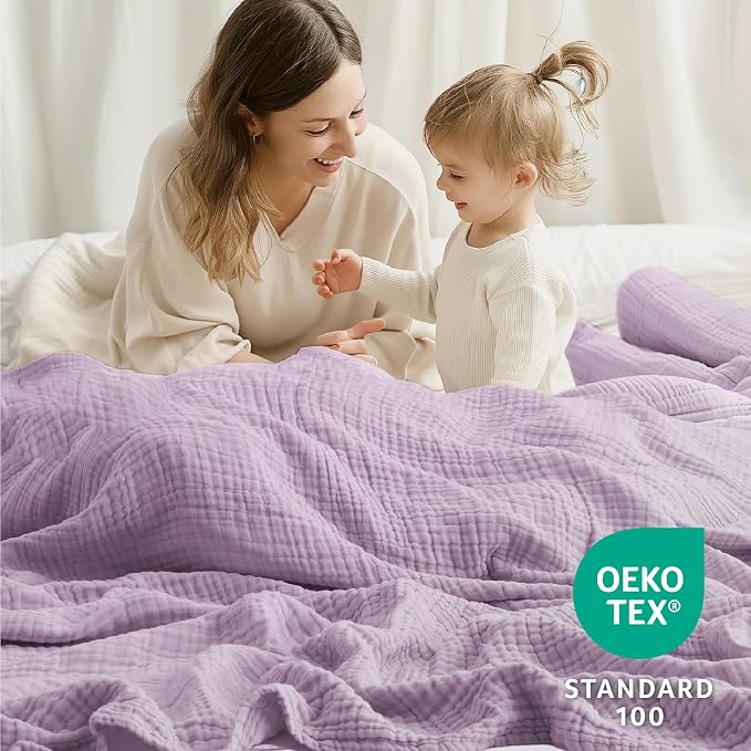 100% Cotton Muslin Blanket 40" x 40", Breathable and Lightweight Cotton Throw - Image 2