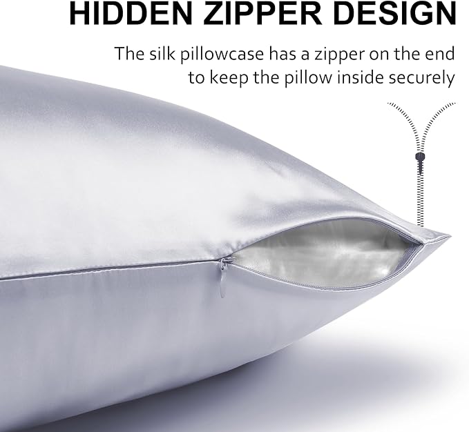 Ravmix Silk Pillow Cases with Zipper, 21momme Mulberry Silk Pillowcase - Image 6