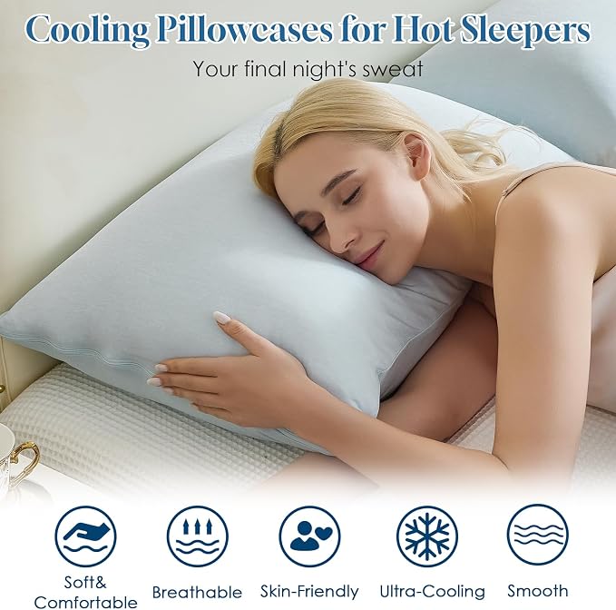 CHOSHOME Cooling Pillow Cases Zipper Pillow Covers Q-Max > 0.45 Zippered - Image 2