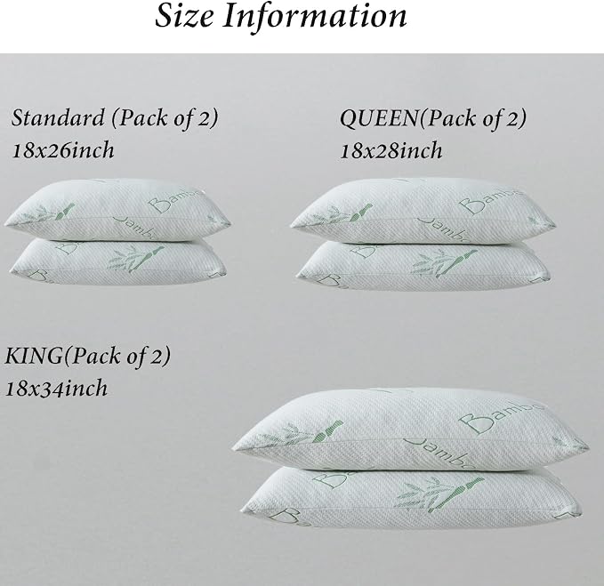 HOXXME Single Memory Foam Pillows King Size Set of 1, Cooling Rayon Pillow - Image 7