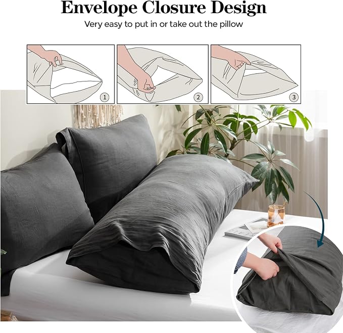 Simple&Opulence Body Pillow Cover 20" x 54", 100% Pure Linen, Ultra Soft and - Image 2