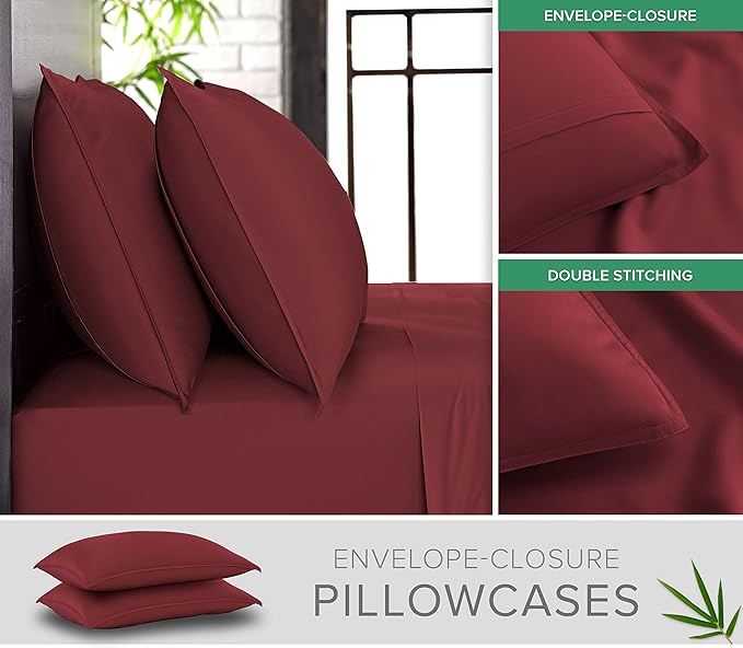 Queen Pillowcases by Pure Bamboo, Genuine 100% Organic Viscose Derived from - Image 2