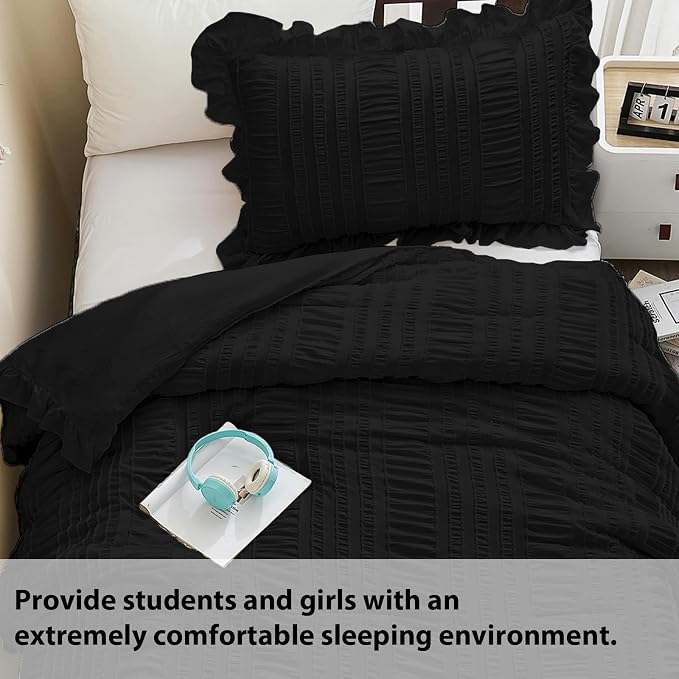 WONGS BEDDING Comforter Full Size, Soft Seersucker Textured Bedding Set Full - Image 3