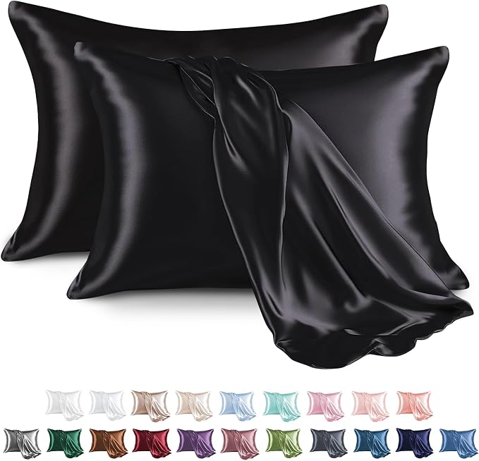 MR&HM Satin Pillowcase for Hair and Skin, Silk Satin Pillowcase 2 Pack by MRHM