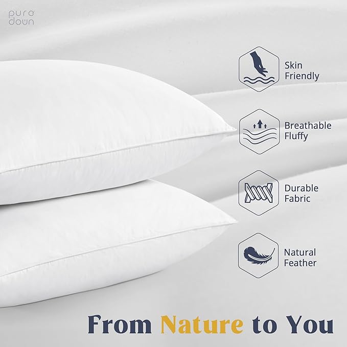 puredown® Goose Feathers and Down White Pillows - Image 2